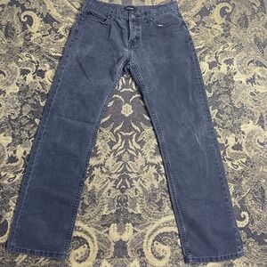 Firetrap Straight Leg Fit Black Denim Jeans Button Fly Mens Size 32L